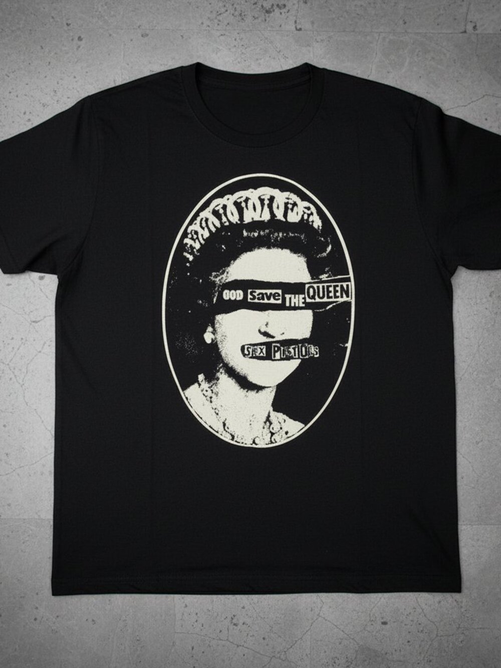 Sex Pistols God Save The Queen Graphic T-Shirt Punk Rock Vintage Style Black Tee